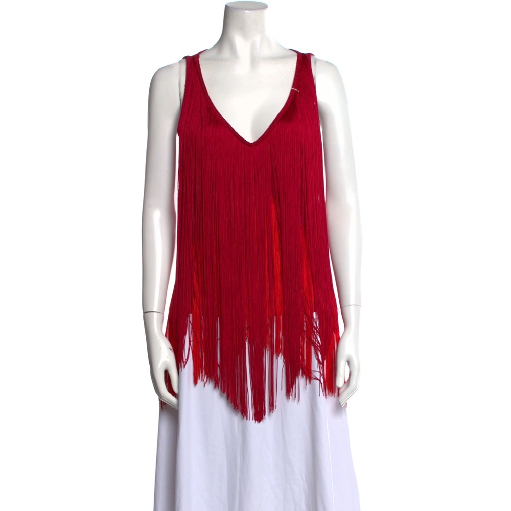 NWT Authentic Stella Mccartney Fringe Top Tunic Blouse Red Sz 6